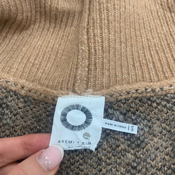 Akemi + Kin Hadley Knit Kimono Womens One Size Camel Open Front Ribbed Sleeves - Picture 11 of 14